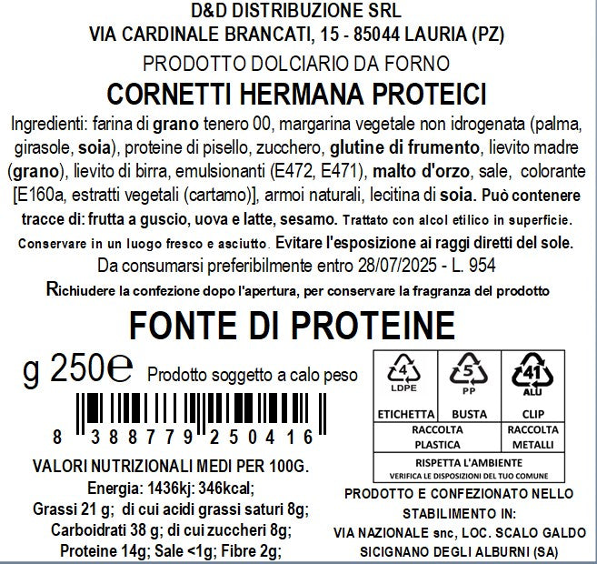 I CORNETTI "I PROTEICI" DI HERMANA 250 gr