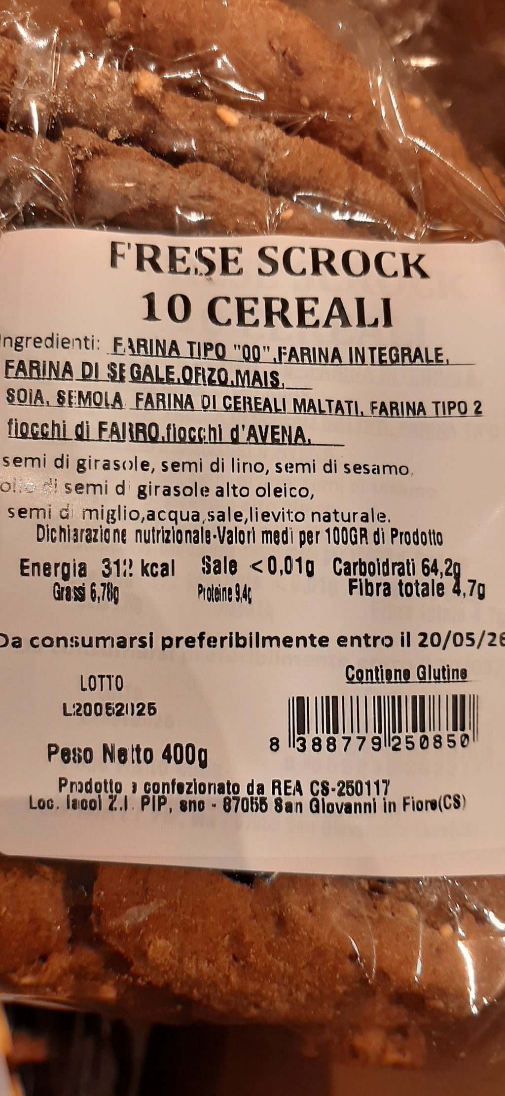LE FRESE "SCROCK AI 10 CEREALI" DI HERMANA 400 GR