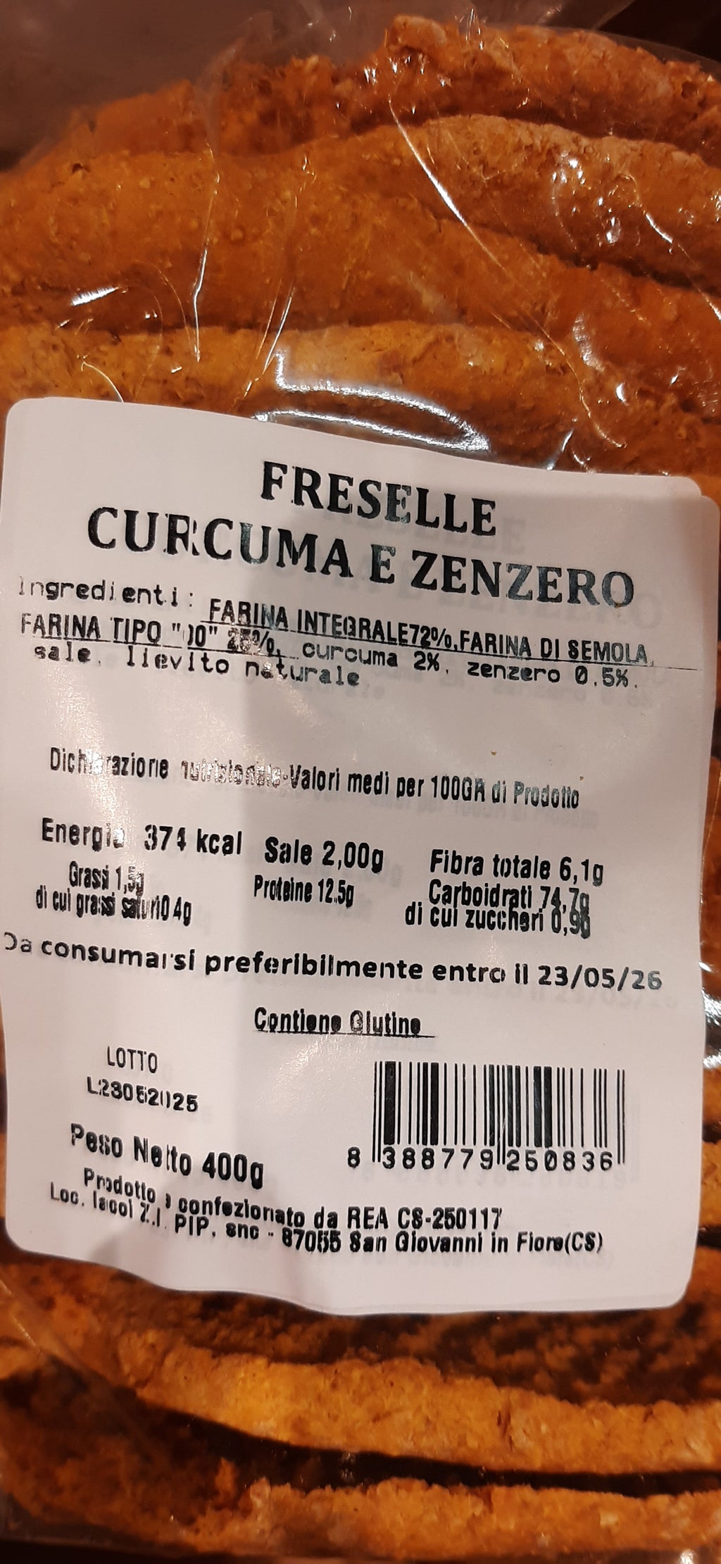 LE FRESE "ALLA CURCUMA E ZENZERO" DI HERMANA 400 GR
