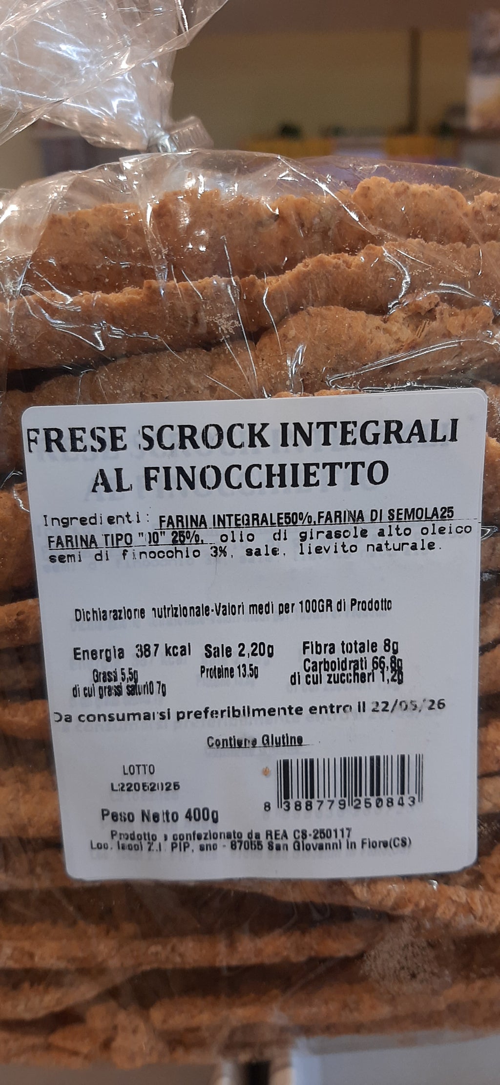 LE FRESE "SCROCK INTEGRALI AL FINOCCHIETTO" DI HERMANA 400 GR