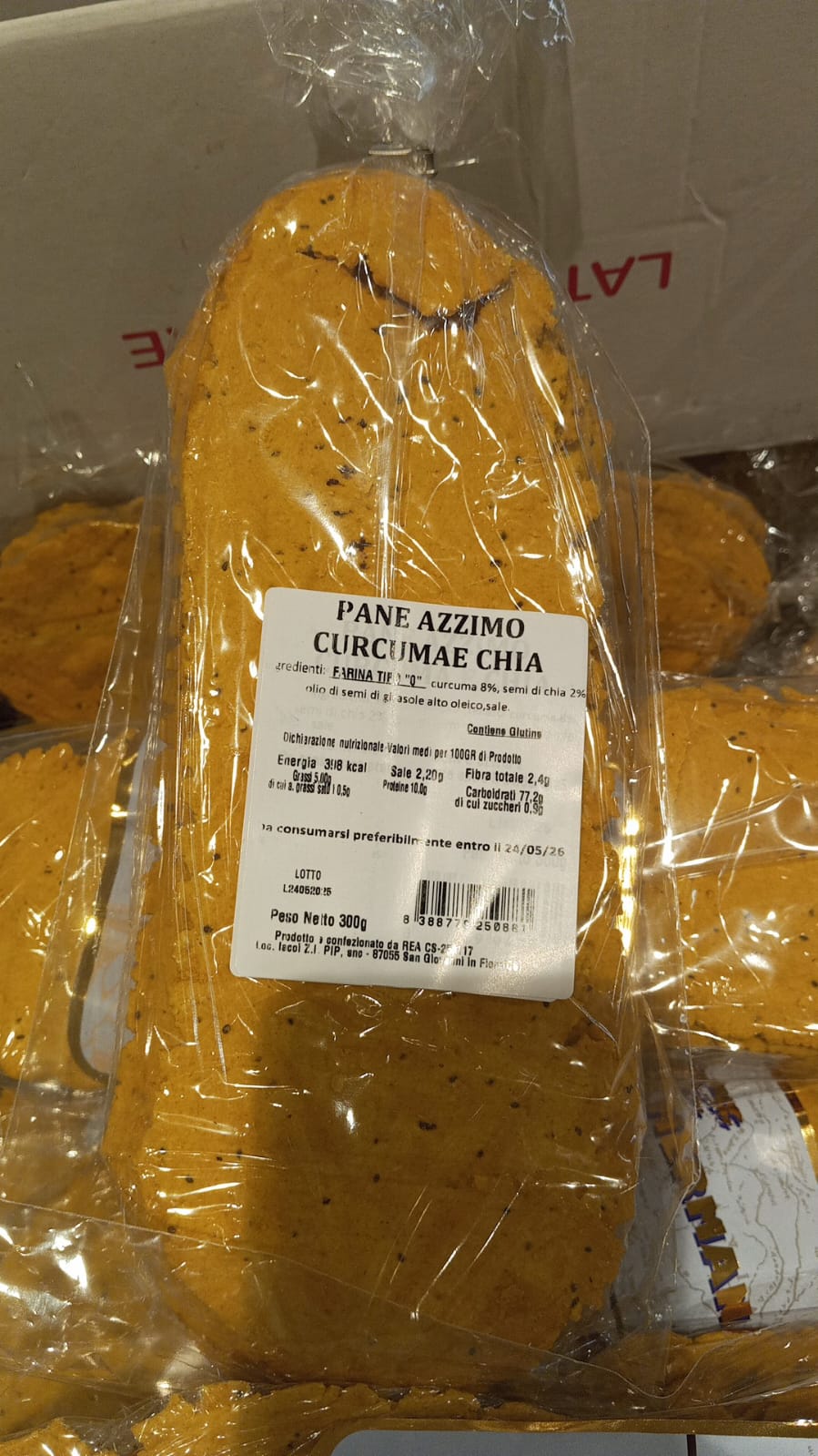 PANE AZZIMO "ALLA CURCUMA E CHIA" DI HERMANA 300 gr