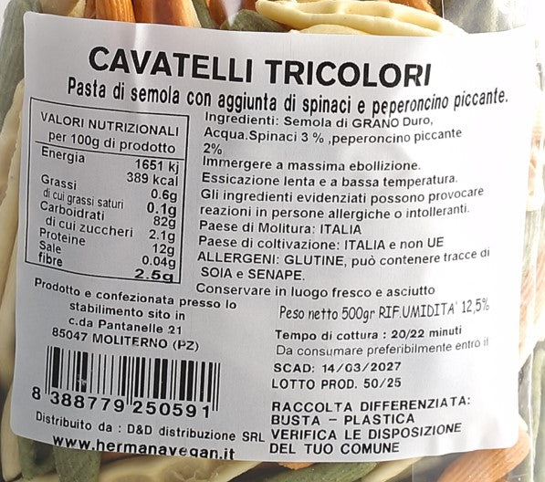 I CAVATELLI "TRICOLORE" DI HERMANA 500 GR