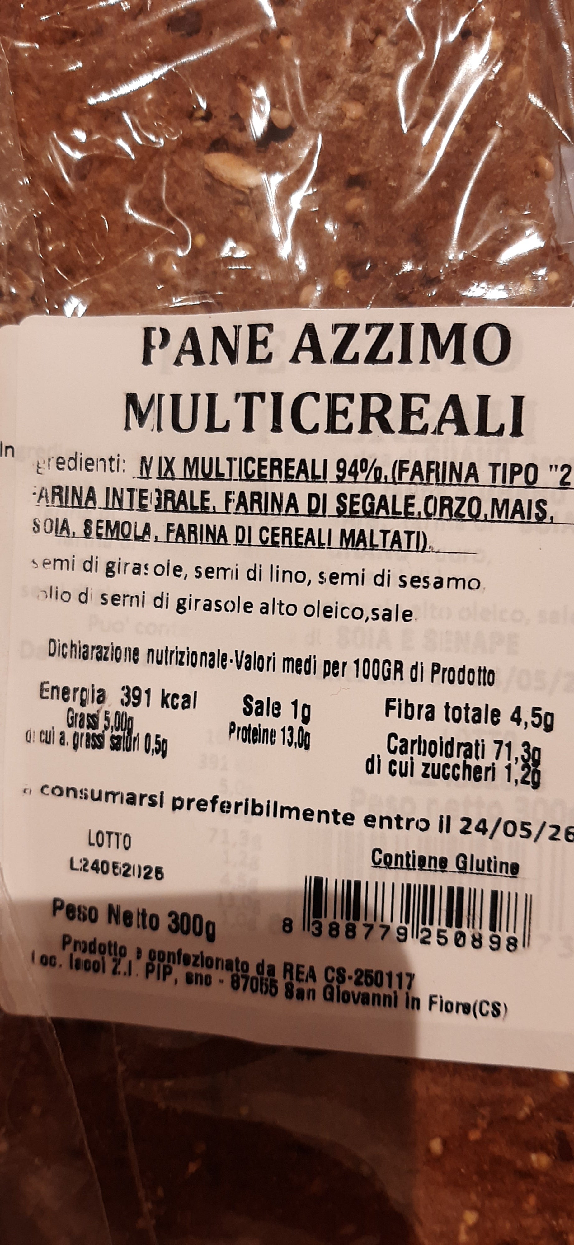 PANE AZZIMO "AI MULTICEREALI" DI HERMANA 300 gr