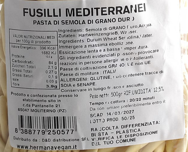 I FUSILLI " MEDITERRANEI" DI HERMANA 500 GR